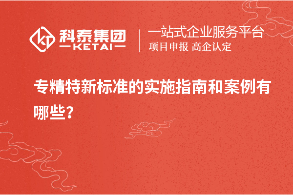專精特新標準的實施指南和案例有哪些？