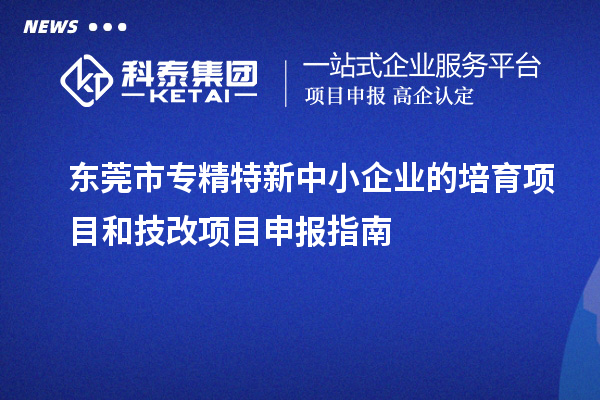 東莞市專精特新中小企業(yè)的培育項目和技改項目申報指南