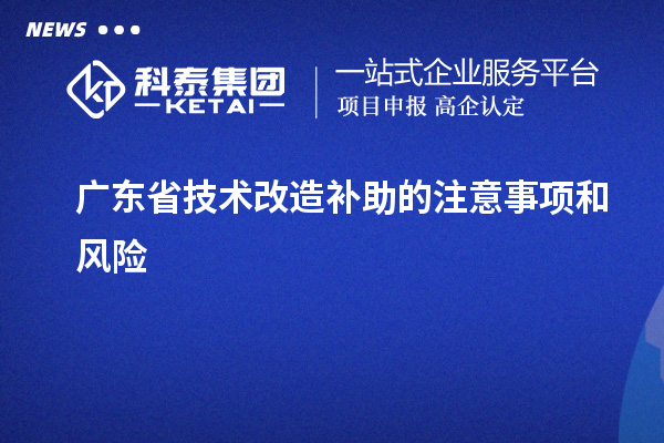 廣東省技術(shù)改造補(bǔ)助的注意事項(xiàng)和風(fēng)險(xiǎn)