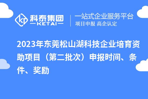2023年東莞松山湖科技企業(yè)培育資助項目（第二批次）申報時間、條件、獎勵