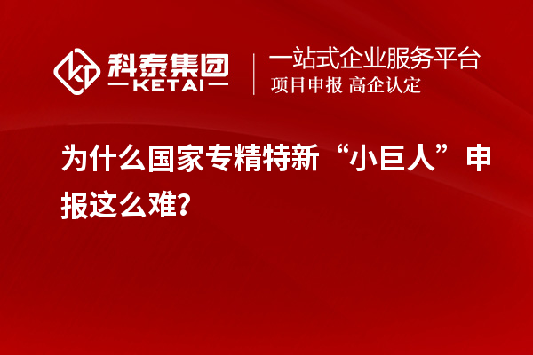 為什么國家專精特新“小巨人”申報這么難？