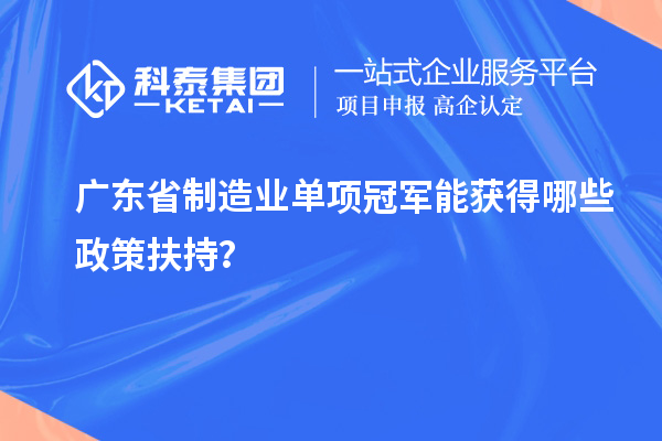 廣東省制造業(yè)單項(xiàng)冠軍能獲得哪些政策扶持？