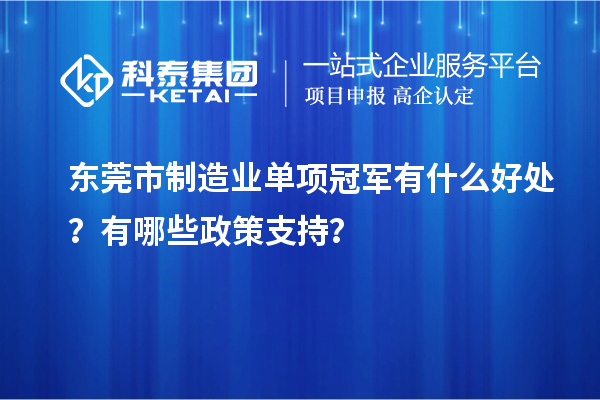 東莞市制造業(yè)單項(xiàng)冠軍有什么好處？有哪些政策支持？