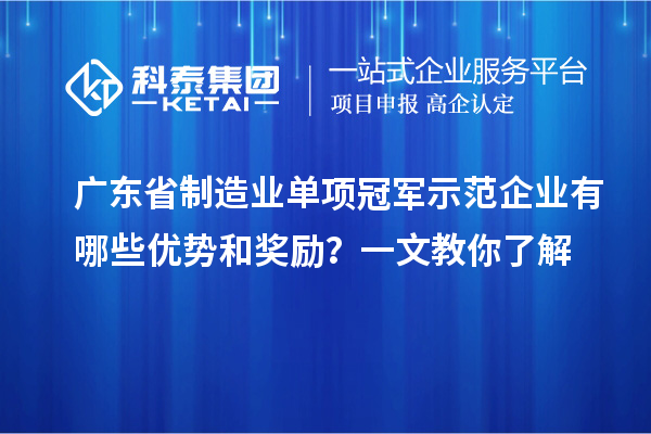 廣東省制造業(yè)單項冠軍示范企業(yè)有哪些優(yōu)勢和獎勵？一文教你了解