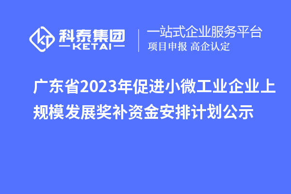 廣東省2023年促進小微工業(yè)企業(yè)上規(guī)模發(fā)展獎補資金安排計劃公示