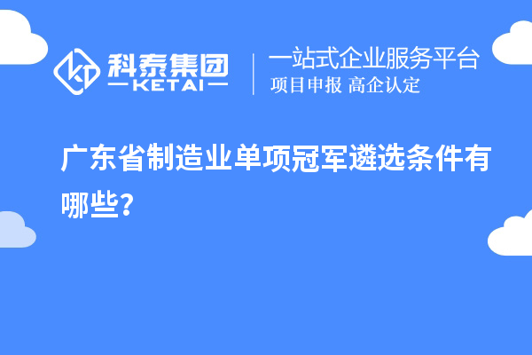 廣東省制造業(yè)單項(xiàng)冠軍遴選條件有哪些？