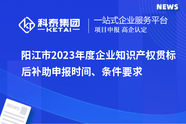 陽江市2023年度企業(yè)知識產(chǎn)權(quán)貫標(biāo)后補助申報時間、條件要求