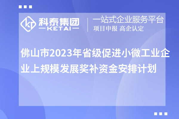 佛山市2023年省級促進(jìn)小微工業(yè)企業(yè)上規(guī)模發(fā)展獎(jiǎng)補(bǔ)資金安排計(jì)劃