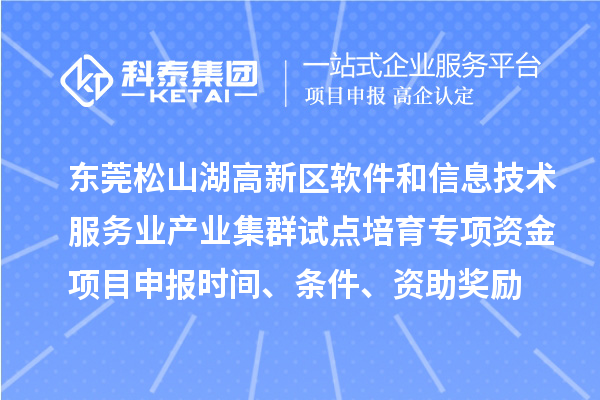 東莞松山湖高新區(qū)軟件和信息技術(shù)服務(wù)業(yè)產(chǎn)業(yè)集群試點培育專項資金項目申報時間、條件、資助獎勵