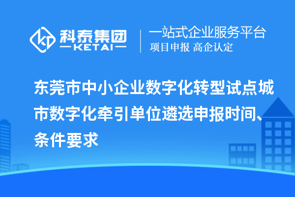 東莞市中小企業(yè)數(shù)字化轉(zhuǎn)型試點城市數(shù)字化牽引單位遴選申報時間、條件要求