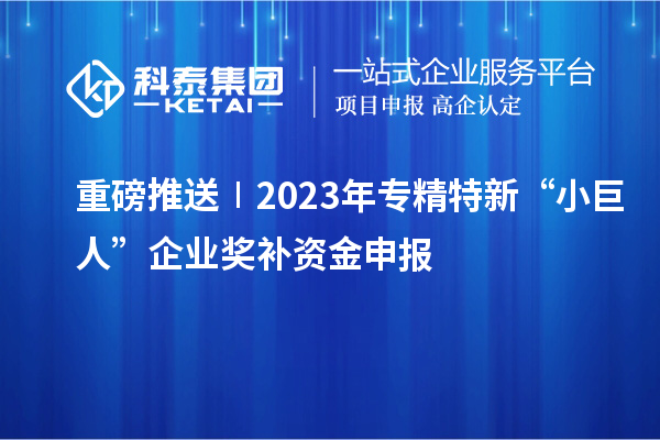 重磅推送∣2023年專(zhuān)精特新“小巨人”企業(yè)獎(jiǎng)補(bǔ)資金申報(bào)