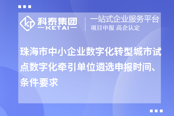 珠海市中小企業(yè)數(shù)字化轉(zhuǎn)型城市試點數(shù)字化牽引單位遴選申報時間、條件要求