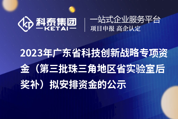 2023年廣東省科技創(chuàng)新戰(zhàn)略專(zhuān)項(xiàng)資金（第三批珠三角地區(qū)省實(shí)驗(yàn)室后獎(jiǎng)補(bǔ)）擬安排資金的公示