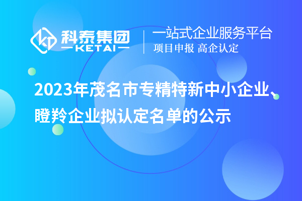 2023年茂名市專精特新中小企業(yè)、瞪羚企業(yè)擬認定名單的公示