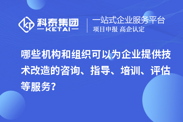 哪些機構(gòu)和組織可以為企業(yè)提供技術(shù)改造的咨詢、指導、培訓、評估等服務？