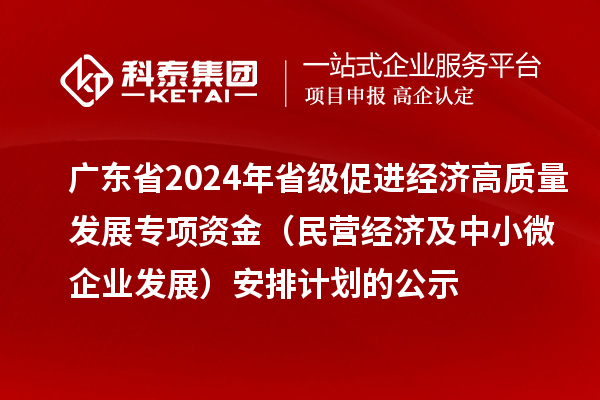 廣東省2024年省級(jí)促進(jìn)經(jīng)濟(jì)高質(zhì)量發(fā)展專項(xiàng)資金（民營(yíng)經(jīng)濟(jì)及中小微企業(yè)發(fā)展）安排計(jì)劃的公示