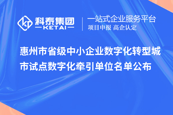 惠州市省級中小企業(yè)數(shù)字化轉型城市試點數(shù)字化牽引單位名單公布