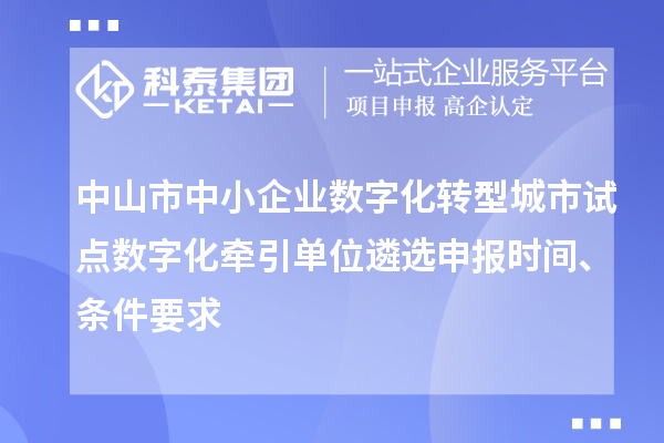 中山市中小企業(yè)數(shù)字化轉(zhuǎn)型城市試點數(shù)字化牽引單位遴選申報時間、條件要求