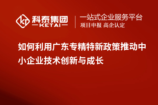 如何利用廣東專(zhuān)精特新政策推動(dòng)中小企業(yè)技術(shù)創(chuàng)新與成長(zhǎng)
