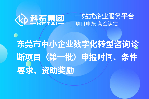 東莞市中小企業(yè)數(shù)字化轉(zhuǎn)型咨詢診斷項目（第一批）申報時間、條件要求、資助獎勵