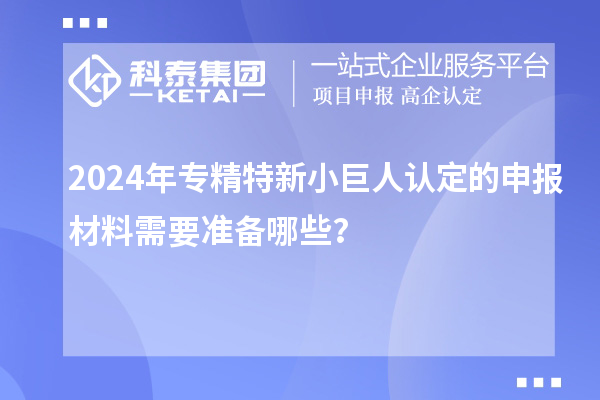 2024年專精特新小巨人認(rèn)定的申報(bào)材料需要準(zhǔn)備哪些？