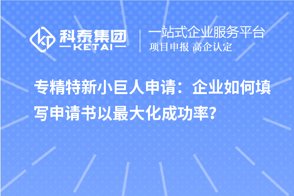 專精特新小巨人申請(qǐng)：企業(yè)如何填寫(xiě)申請(qǐng)書(shū)以最大化成功率？