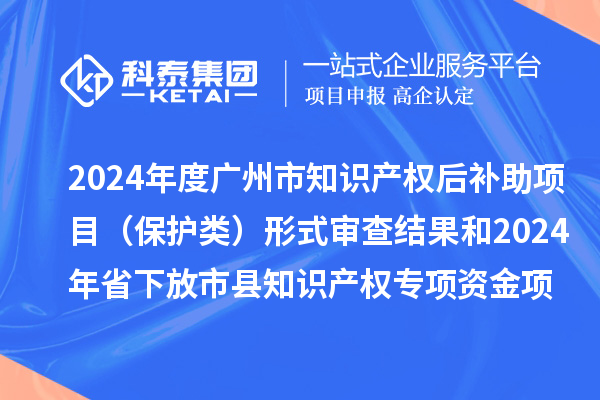 2024年度廣州市知識產(chǎn)權(quán)后補(bǔ)助項目（保護(hù)類）形式審查結(jié)果和2024年省下放市縣知識產(chǎn)權(quán)專項資金項目（保護(hù)類）評審結(jié)果公示