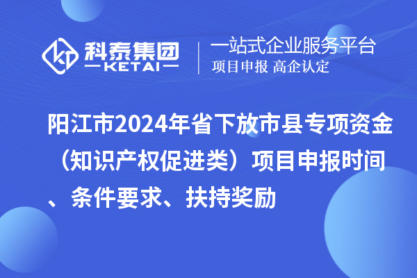 陽江市2024年省下放市縣專項(xiàng)資金（知識(shí)產(chǎn)權(quán)促進(jìn)類）項(xiàng)目申報(bào)時(shí)間、條件要求、扶持獎(jiǎng)勵(lì)