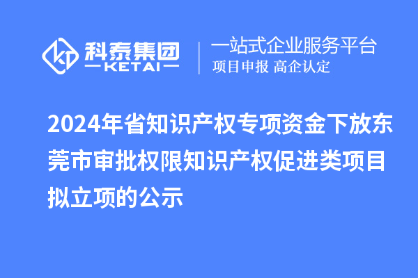 2024年省知識(shí)產(chǎn)權(quán)專(zhuān)項(xiàng)資金下放東莞市審批權(quán)限知識(shí)產(chǎn)權(quán)促進(jìn)類(lèi)項(xiàng)目擬立項(xiàng)的公示