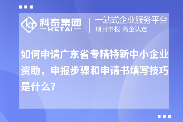 如何申請(qǐng)廣東省專精特新中小企業(yè)資助，申報(bào)步驟和申請(qǐng)書填寫技巧是什么？