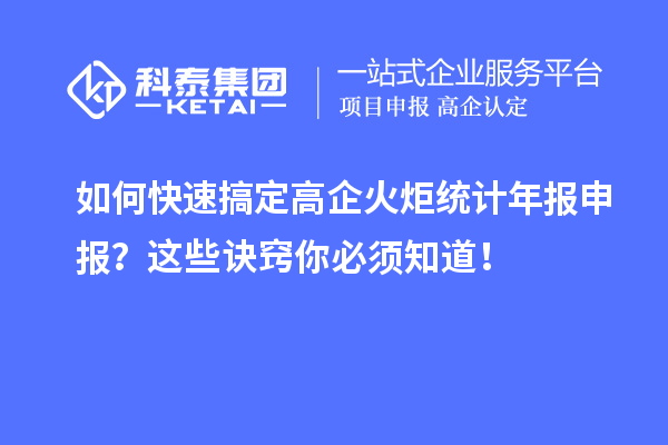 如何快速搞定高企火炬統(tǒng)計(jì)年報(bào)申報(bào)？這些訣竅你必須知道！