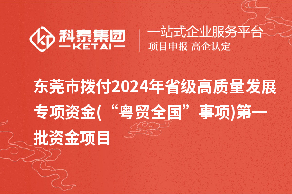 東莞市撥付2024年省級(jí)高質(zhì)量發(fā)展專(zhuān)項(xiàng)資金(“粵貿(mào)全國(guó)”事項(xiàng))第一批資金項(xiàng)目