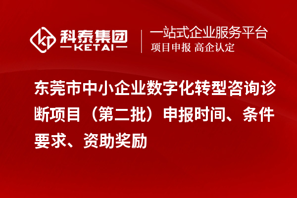 東莞市中小企業(yè)數(shù)字化轉(zhuǎn)型咨詢?cè)\斷項(xiàng)目（第二批）申報(bào)時(shí)間、條件要求、資助獎(jiǎng)勵(lì)