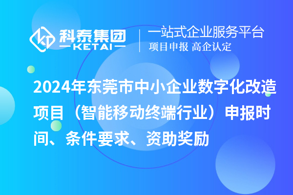 2024年東莞市數(shù)字化轉(zhuǎn)型城市試點(diǎn)專項(xiàng)資金中小企業(yè)數(shù)字化改造項(xiàng)目（智能移動(dòng)終端行業(yè)）申報(bào)時(shí)間、條件要求、資助獎(jiǎng)勵(lì)