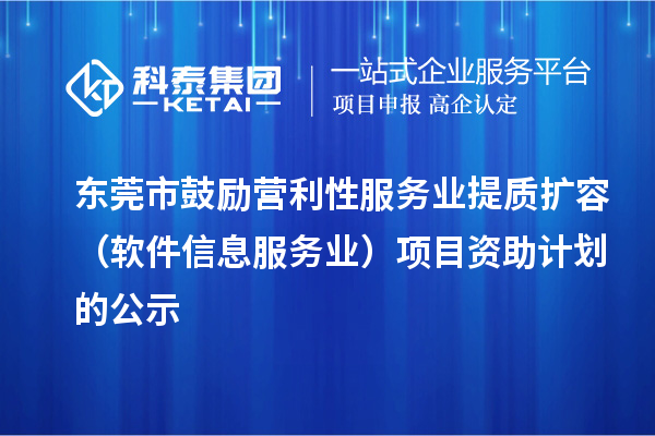 東莞市鼓勵營利性服務業(yè)提質(zhì)擴容（軟件信息服務業(yè)）項目資助計劃的公示