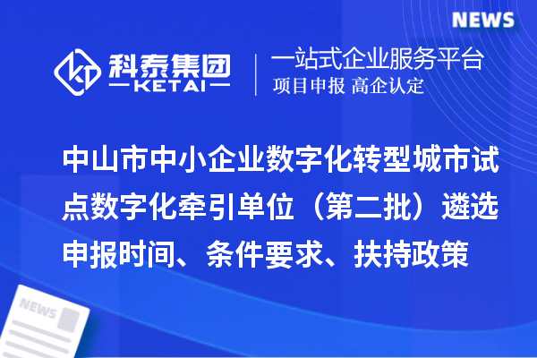 中山市中小企業(yè)數字化轉型城市試點數字化牽引單位（第二批）遴選申報時間、條件要求、扶持政策