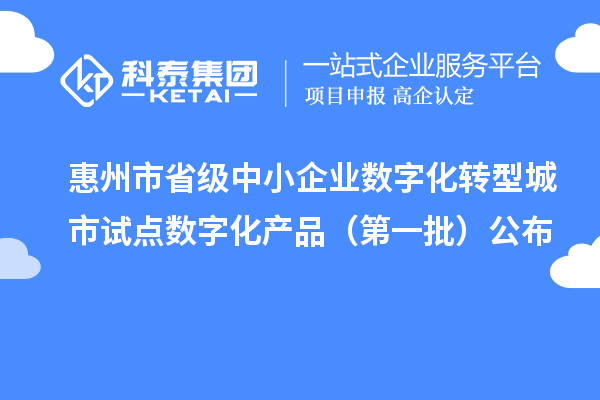 惠州市省級中小企業(yè)數(shù)字化轉型城市試點數(shù)字化產(chǎn)品（第一批）公布