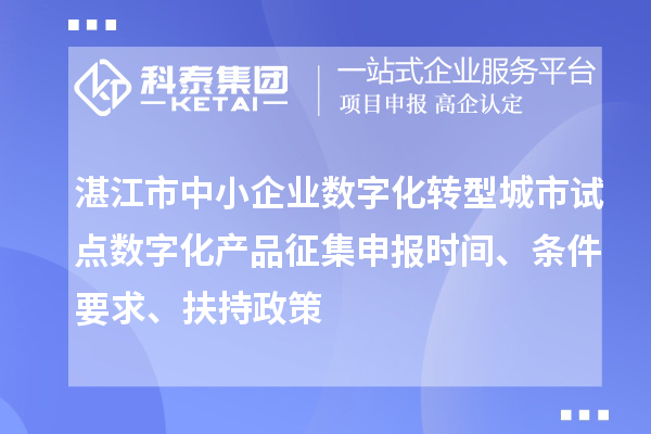 湛江市中小企業(yè)數(shù)字化轉(zhuǎn)型城市試點(diǎn)數(shù)字化產(chǎn)品征集申報(bào)時(shí)間、條件要求、扶持政策