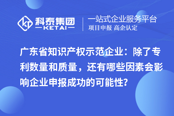 廣東省知識(shí)產(chǎn)權(quán)示范企業(yè)：除了專利數(shù)量和質(zhì)量，還有哪些因素會(huì)影響企業(yè)申報(bào)成功的可能性？