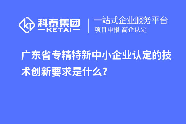 廣東省專精特新中小企業(yè)認(rèn)定的技術(shù)創(chuàng)新要求是什么？