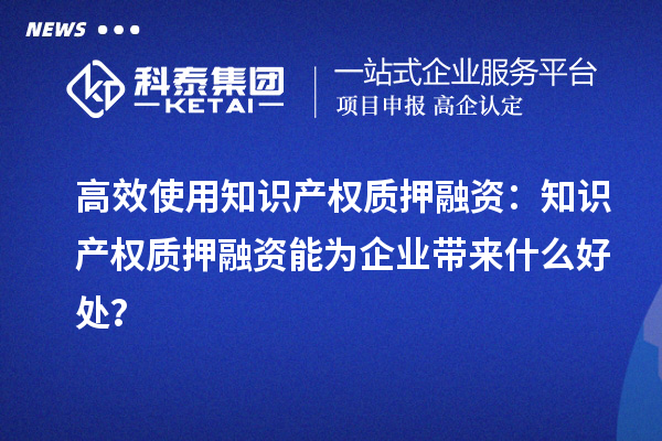 高效使用知識產(chǎn)權(quán)質(zhì)押融資：知識產(chǎn)權(quán)質(zhì)押融資能為企業(yè)帶來什么好處？