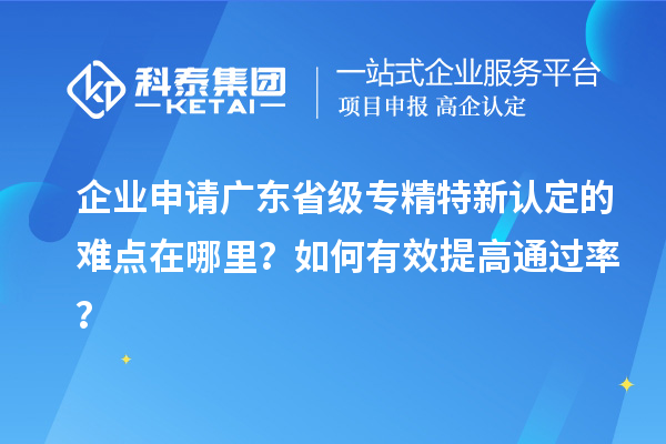 企業(yè)申請廣東省級專精特新認(rèn)定的難點(diǎn)在哪里？如何有效提高通過率？