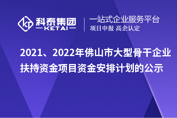 2021、2022年佛山市大型骨干企業(yè)扶持資金項目資金安排計劃的公示