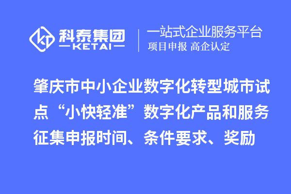肇慶市省級中小企業(yè)數(shù)字化轉(zhuǎn)型城市試點“小快輕準(zhǔn)”數(shù)字化產(chǎn)品和服務(wù)征集申報時間、條件要求、扶持獎勵