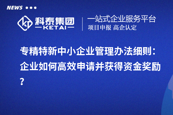 專(zhuān)精特新中小企業(yè)管理辦法細(xì)則：企業(yè)如何高效申請(qǐng)并獲得資金獎(jiǎng)勵(lì)？