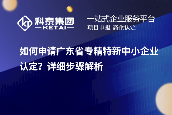 如何申請廣東省專精特新中小企業(yè)認定？詳細步驟解析