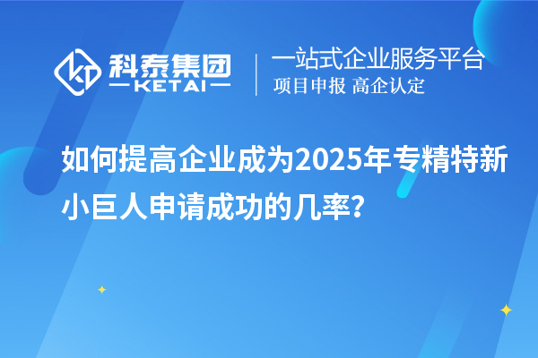 如何提高企業(yè)成為2025年專精特新小巨人申請成功的幾率？