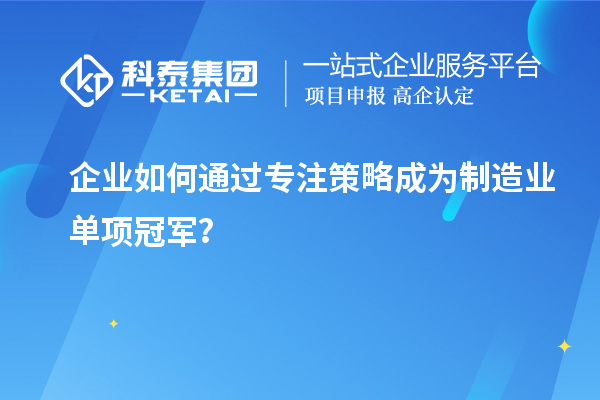 企業(yè)如何通過專注策略成為制造業(yè)單項冠軍？