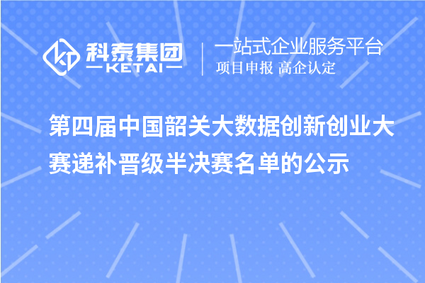 第四屆中國韶關(guān)大數(shù)據(jù)創(chuàng)新創(chuàng)業(yè)大賽遞補晉級半決賽名單的公示