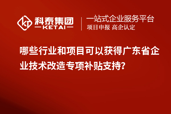 哪些行業(yè)和項(xiàng)目可以獲得廣東省企業(yè)技術(shù)改造專項(xiàng)補(bǔ)貼支持？
